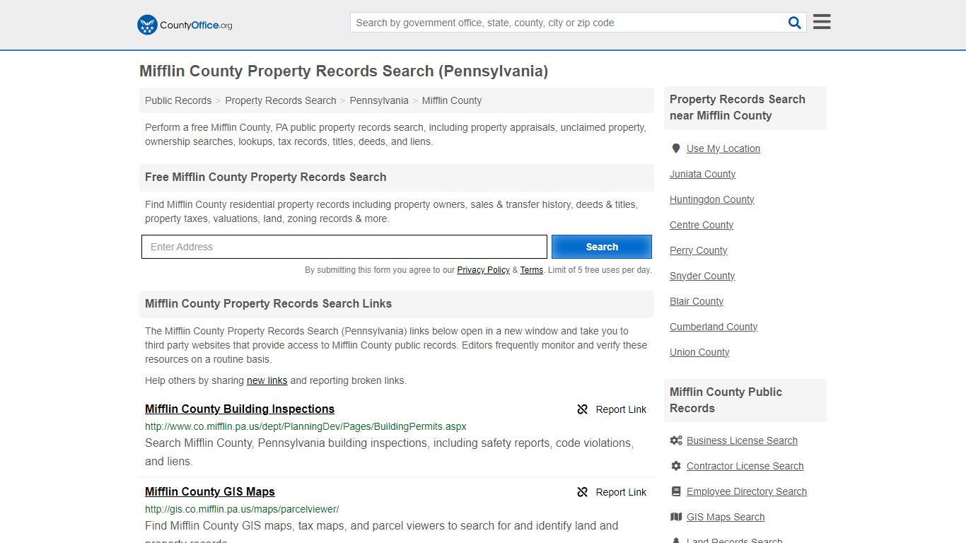 Mifflin County Property Records Search (Pennsylvania) - County Office